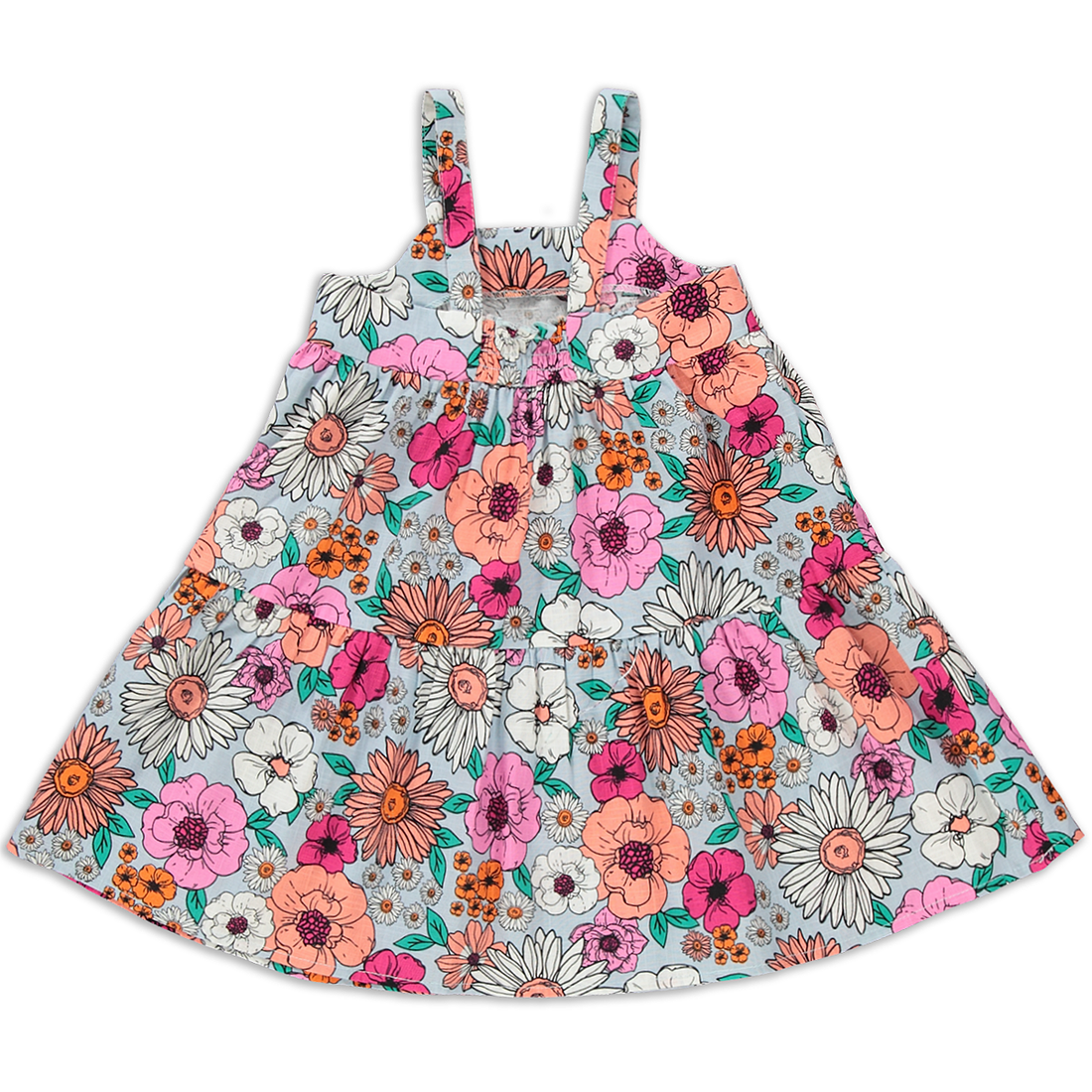 Floral Tiered Dress Multi-MULTI-2-3 YRS