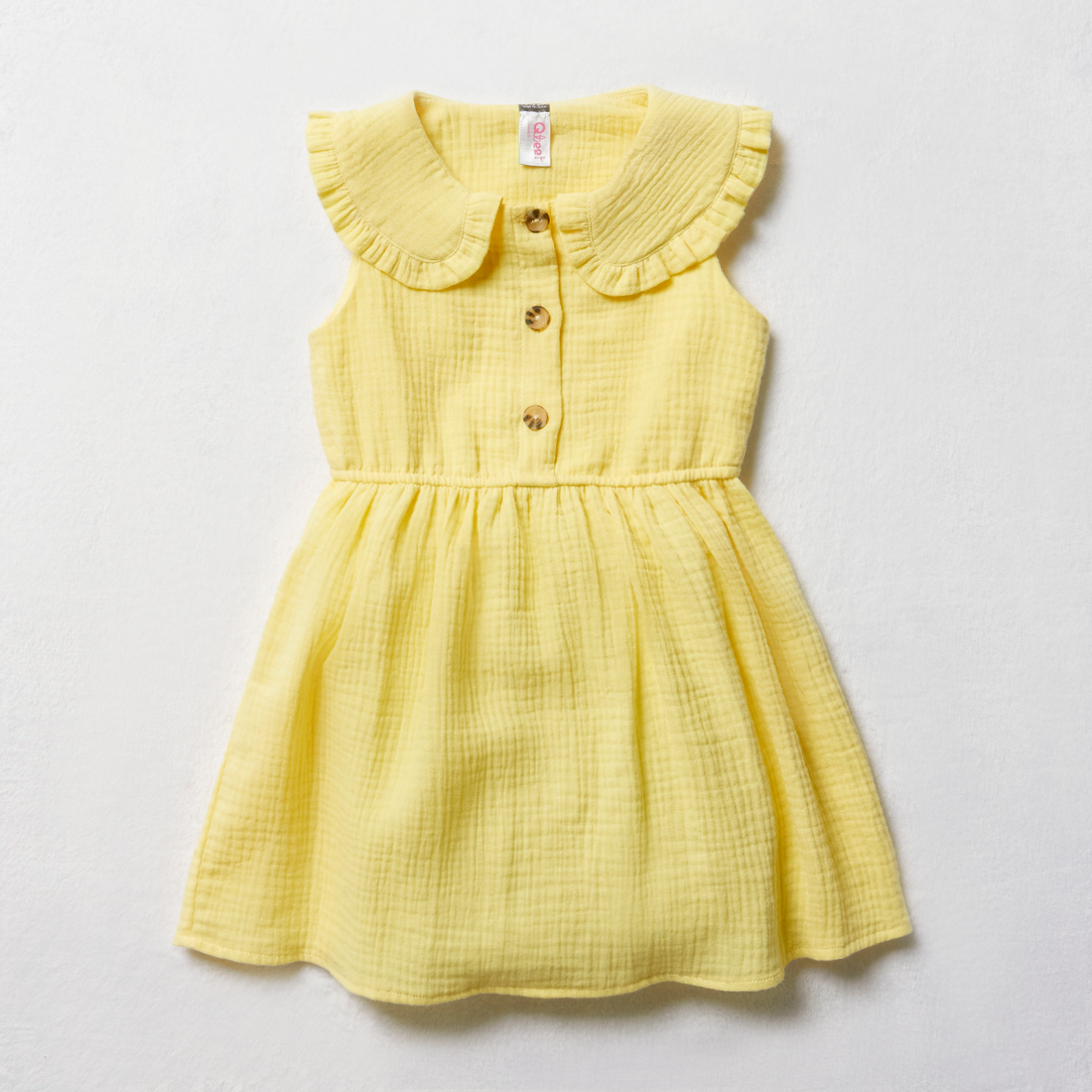 Textured Collar Dress Lemon-LEMON-2-3 YRS