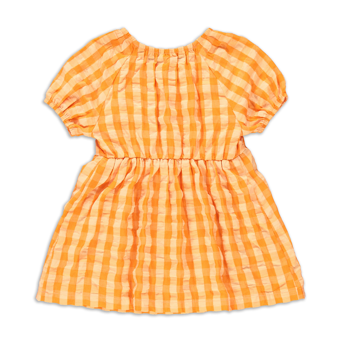 Gingham Puff Sleeve Dress Orange-TANGERINE-2-3 YRS