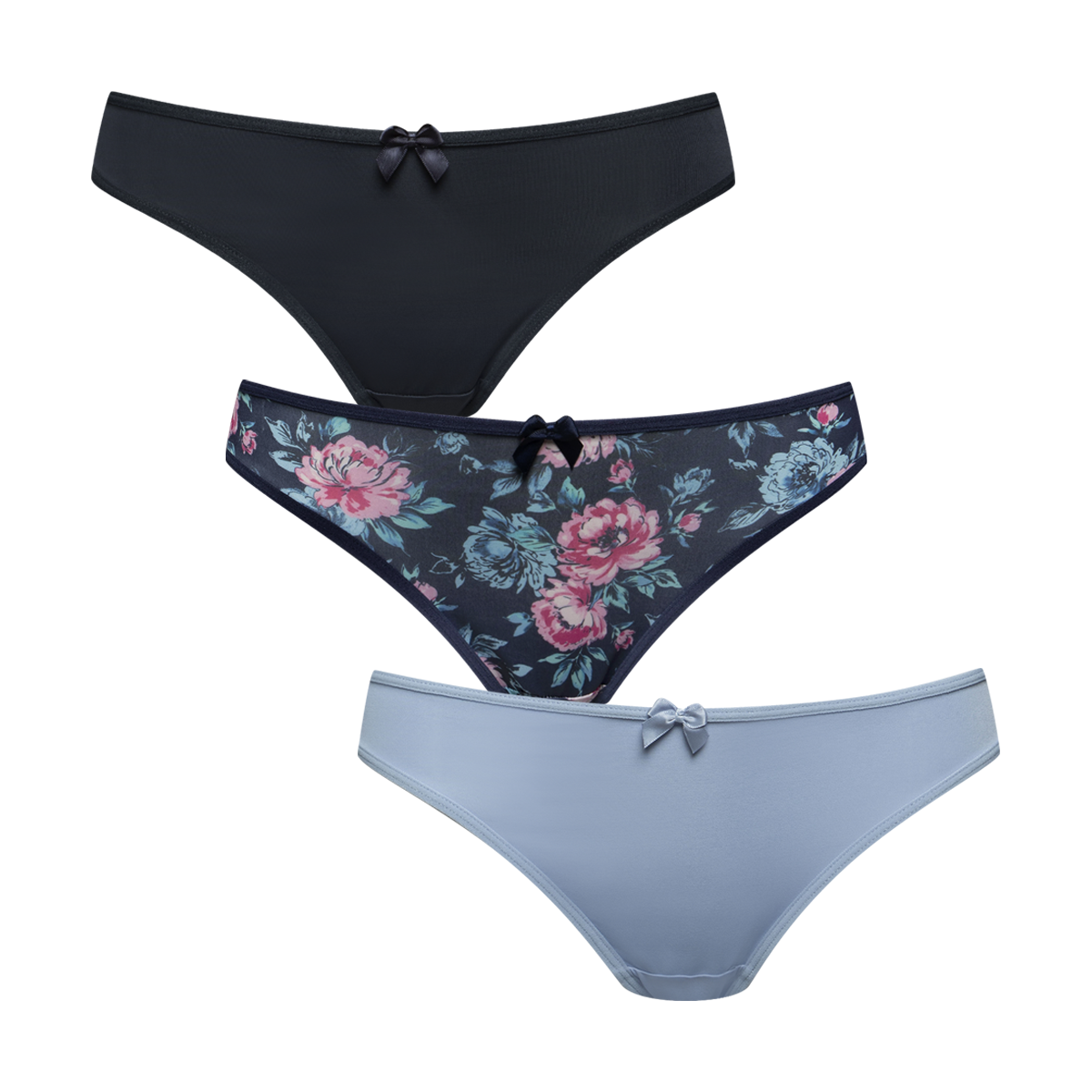 3PACK BIKINI CORAL FLORAL CHARCOAL  BLUE-ASSORTED-M