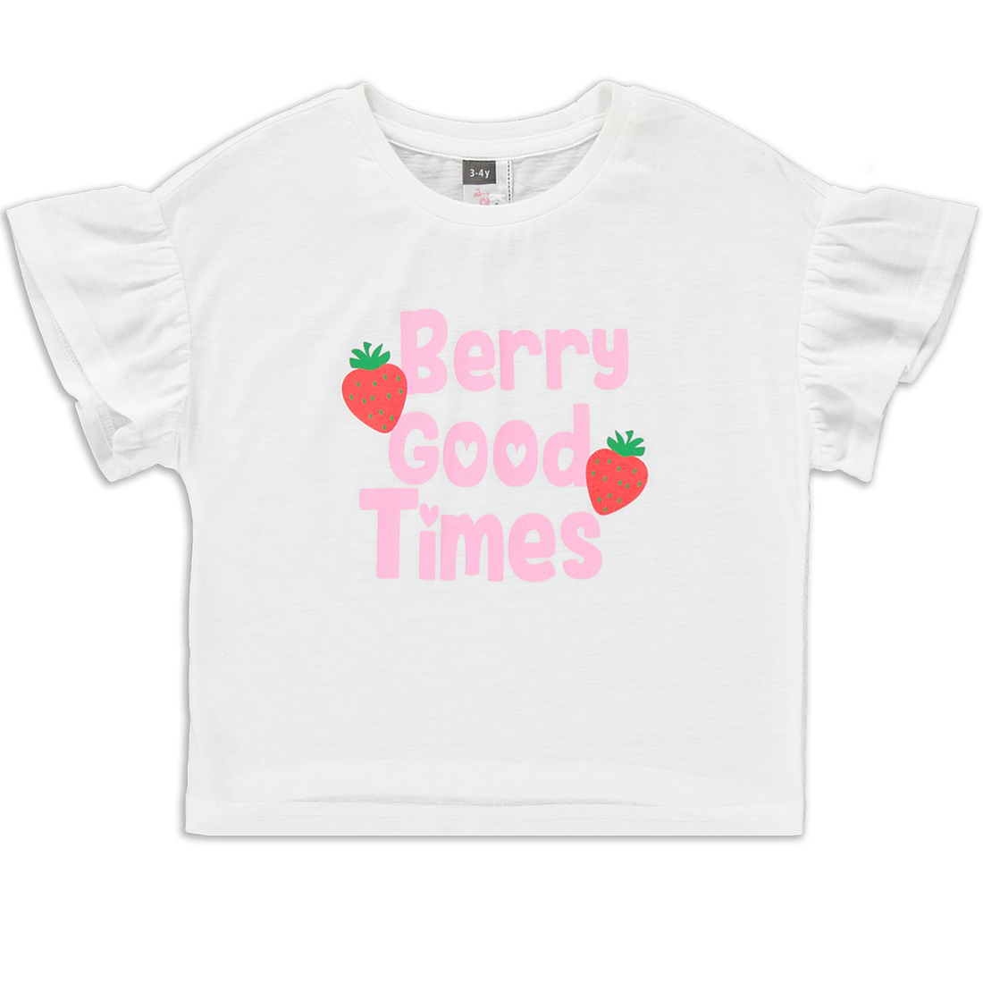 Frill sleeve top slogan white-WHITE-2-3 YRS