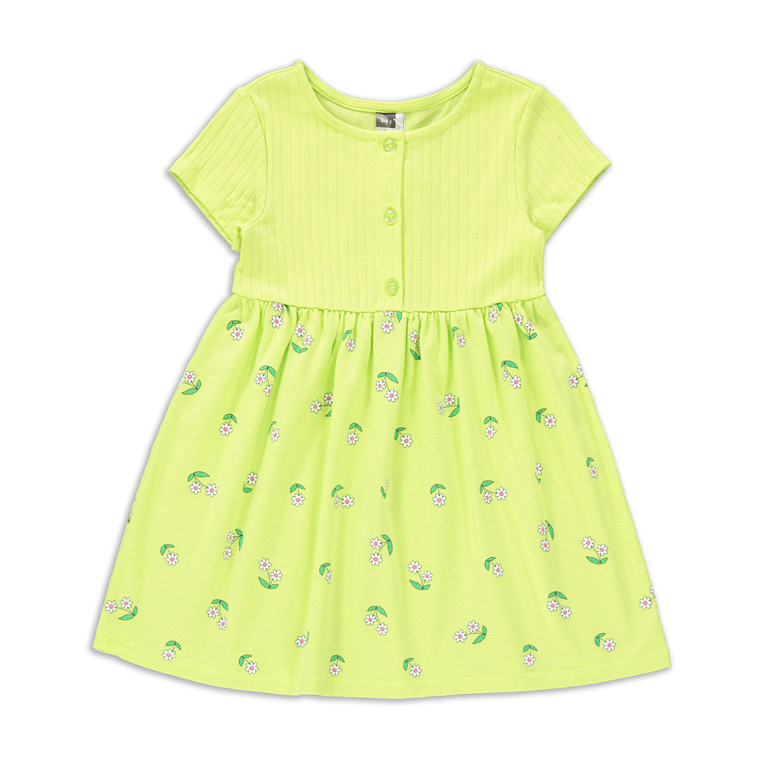 Ditsy Floral Combo Dress Lime Green-LIME-3-4 YRS