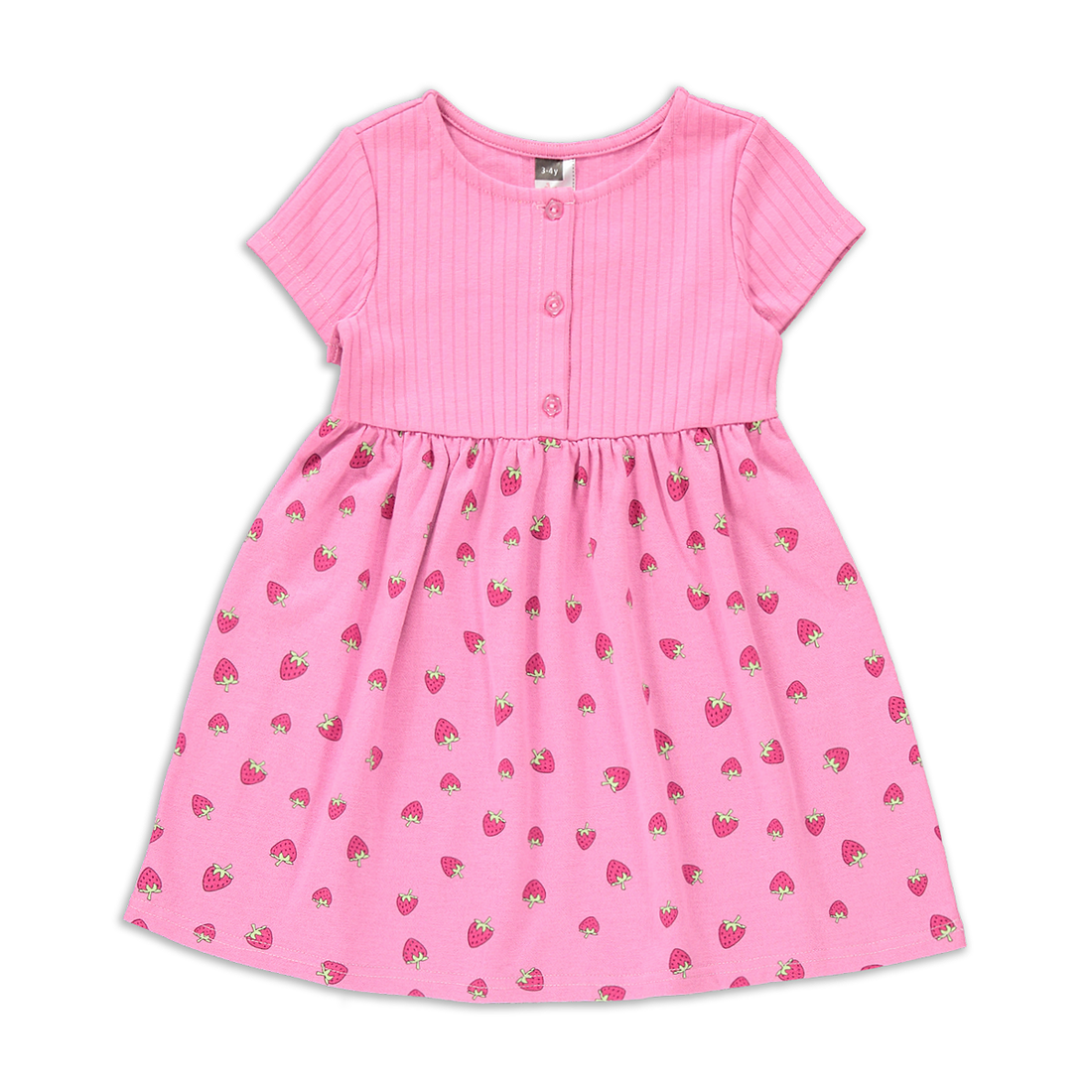 Strawberry Combo Dress Mid Pink-MID PINK-3-4 YRS