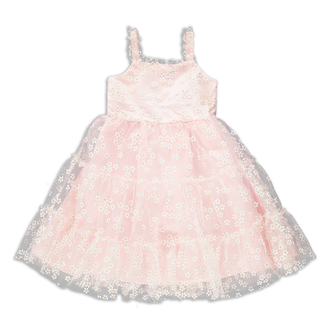 Floral Tiered Strappy Dress Light Pink-LIGHT PINK-5-6 YRS