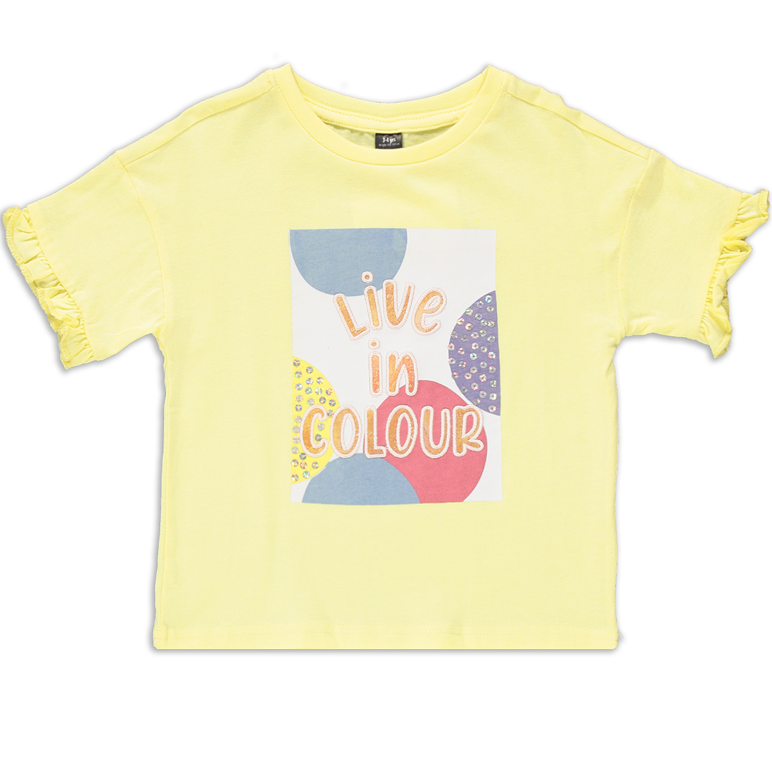 Frill sleeve abstract design yellow-BUTTER-2-3 YRS