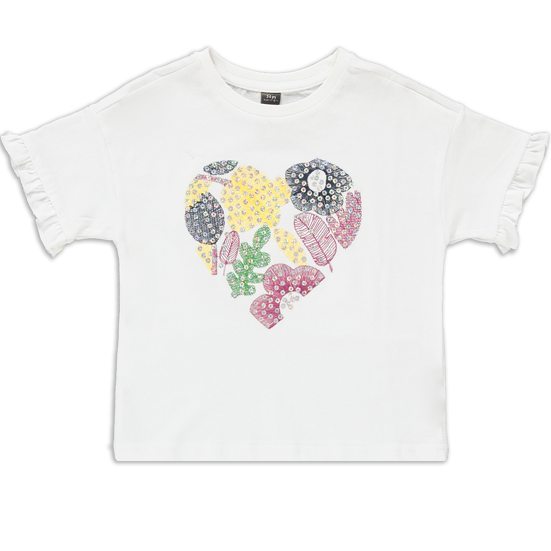 Frill sleeve heart trim white-WHITE-2-3 YRS