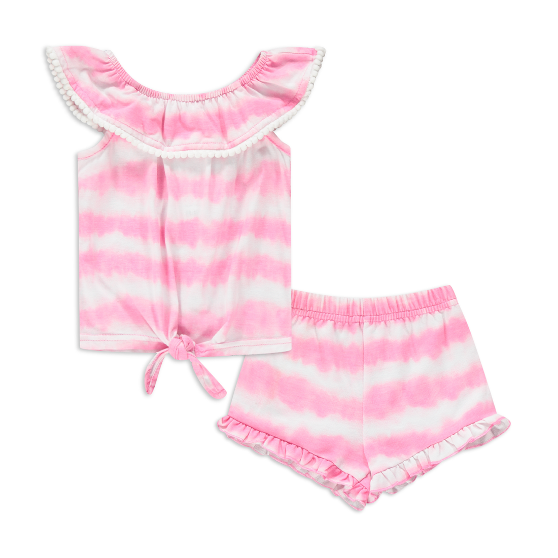 Tie-dye bardot short set prism pink-MID PINK-3-6 MTHS