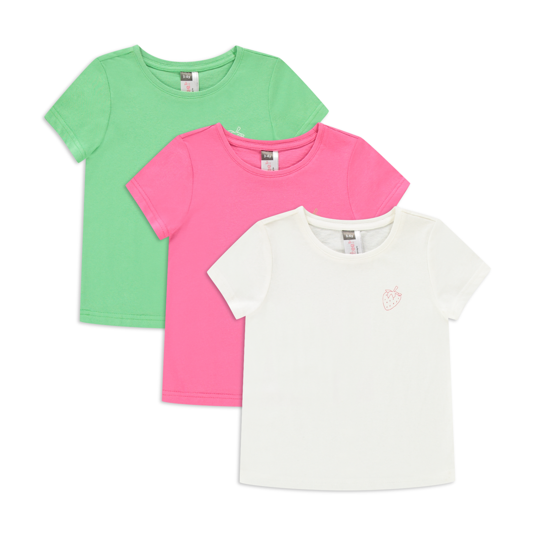 3 PACK T-SHIRT ABSINTHE GREEN MAGENTA AND WHITE-WHITE-2-3 YRS