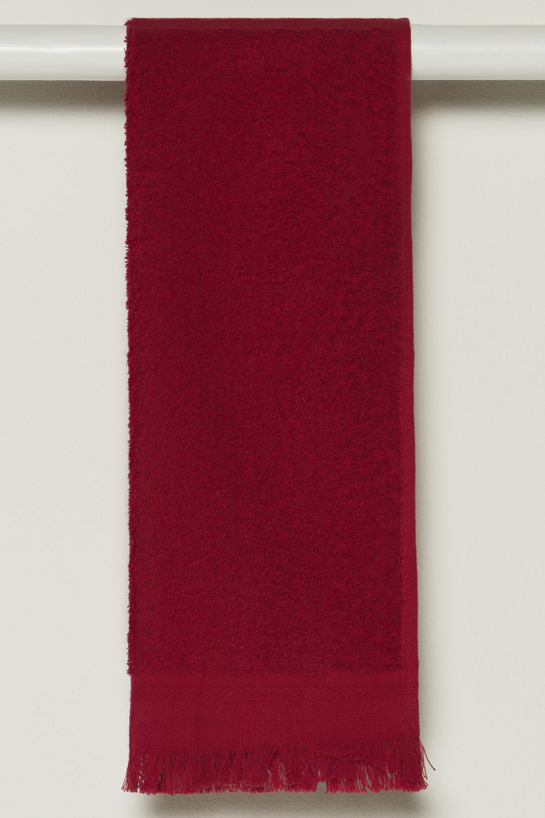 NEW RED PLAIN FRINGE GUEST TOWEL-RED-30X50 CM