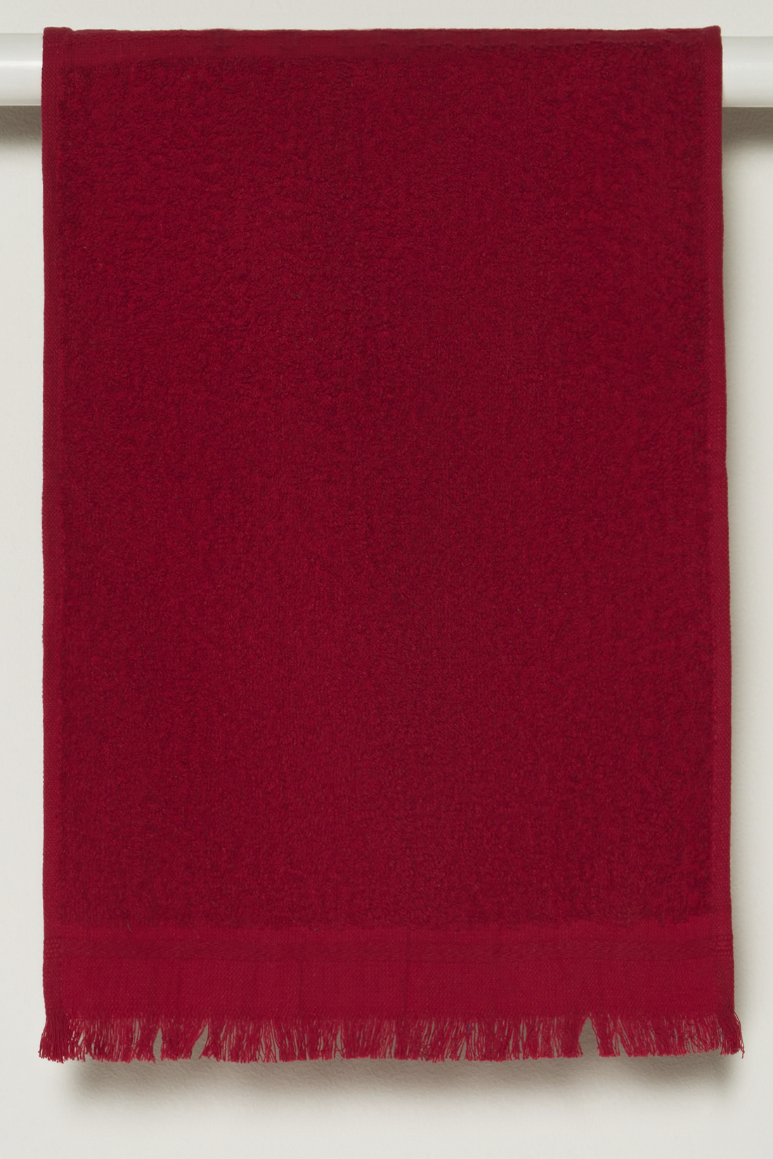 NEW RED PLAIN FRINGE GUEST TOWEL-RED-30X50 CM