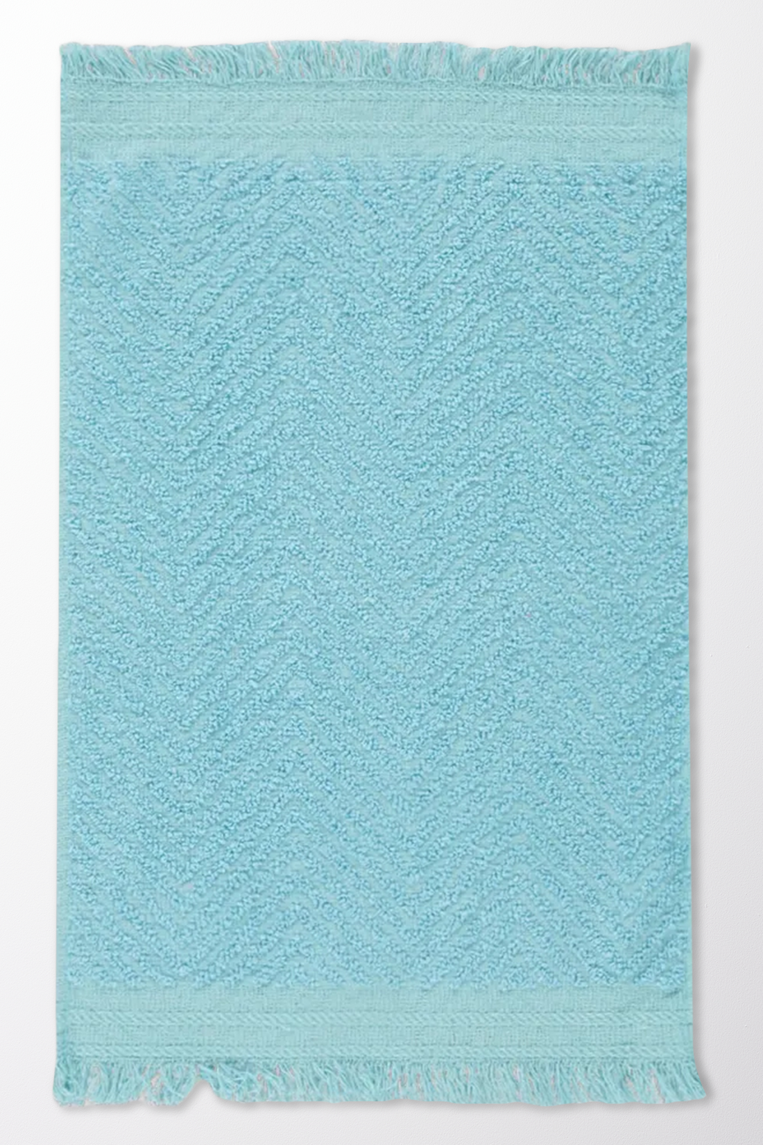 AQUA TEXTURE FRINGE GUEST TOWELS-AQUA-30X50 CM