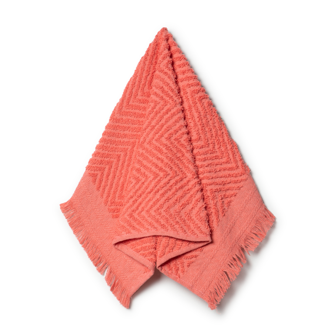 CORAL TEXTURE FRINGE GUEST TOWELS-CORAL-30X50 CM