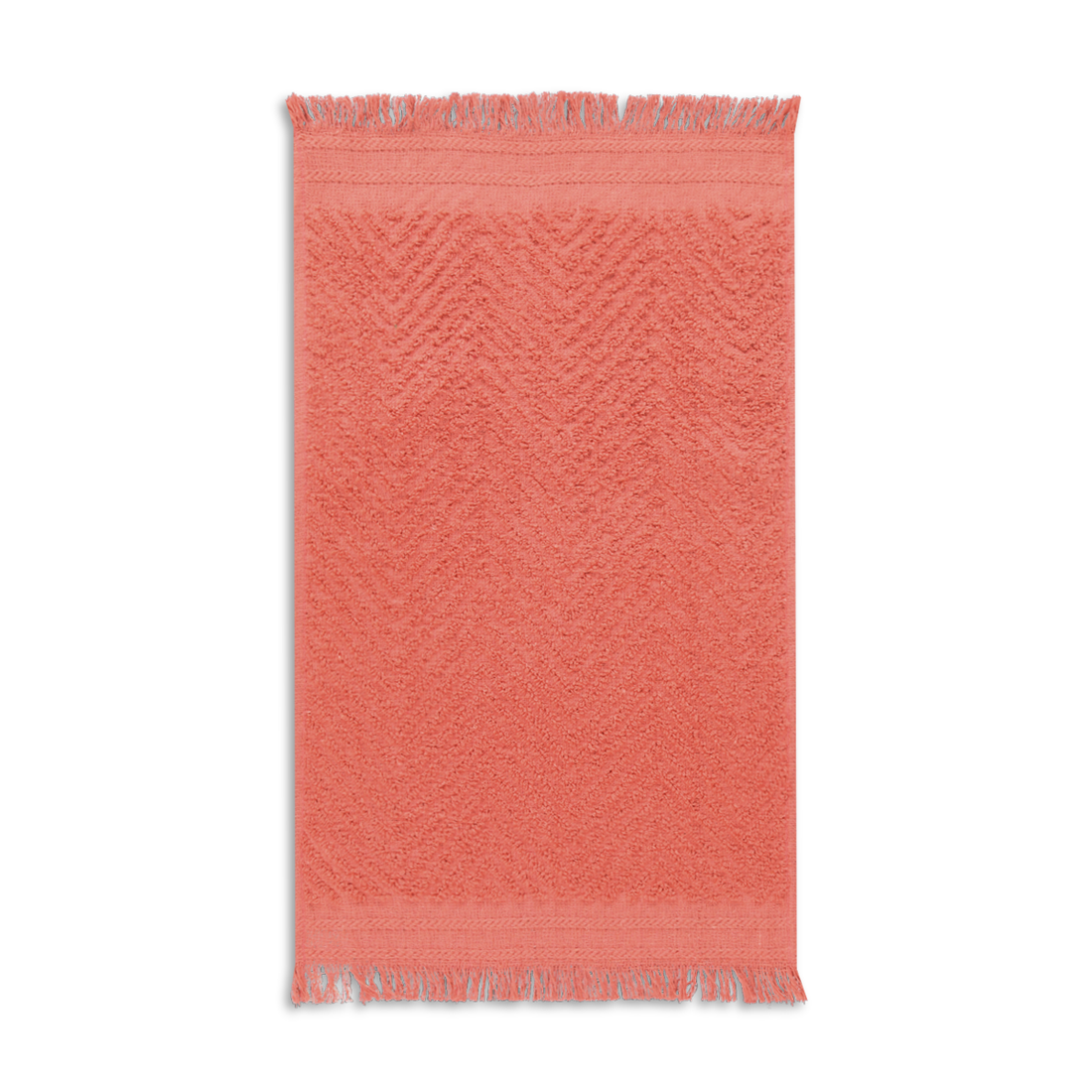 CORAL TEXTURE FRINGE GUEST TOWELS-CORAL-30X50 CM