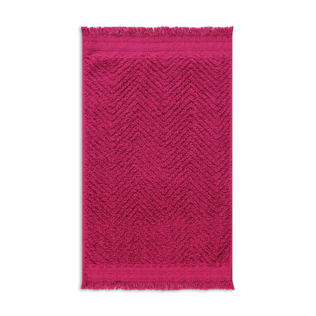 HOT PINK TEXTURE FRINGE GUEST TOWELS-MID PINK-30X50 CM