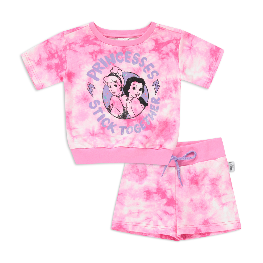 Disney Princesses tie dye sweat set pink-MID PINK-2-3 YRS