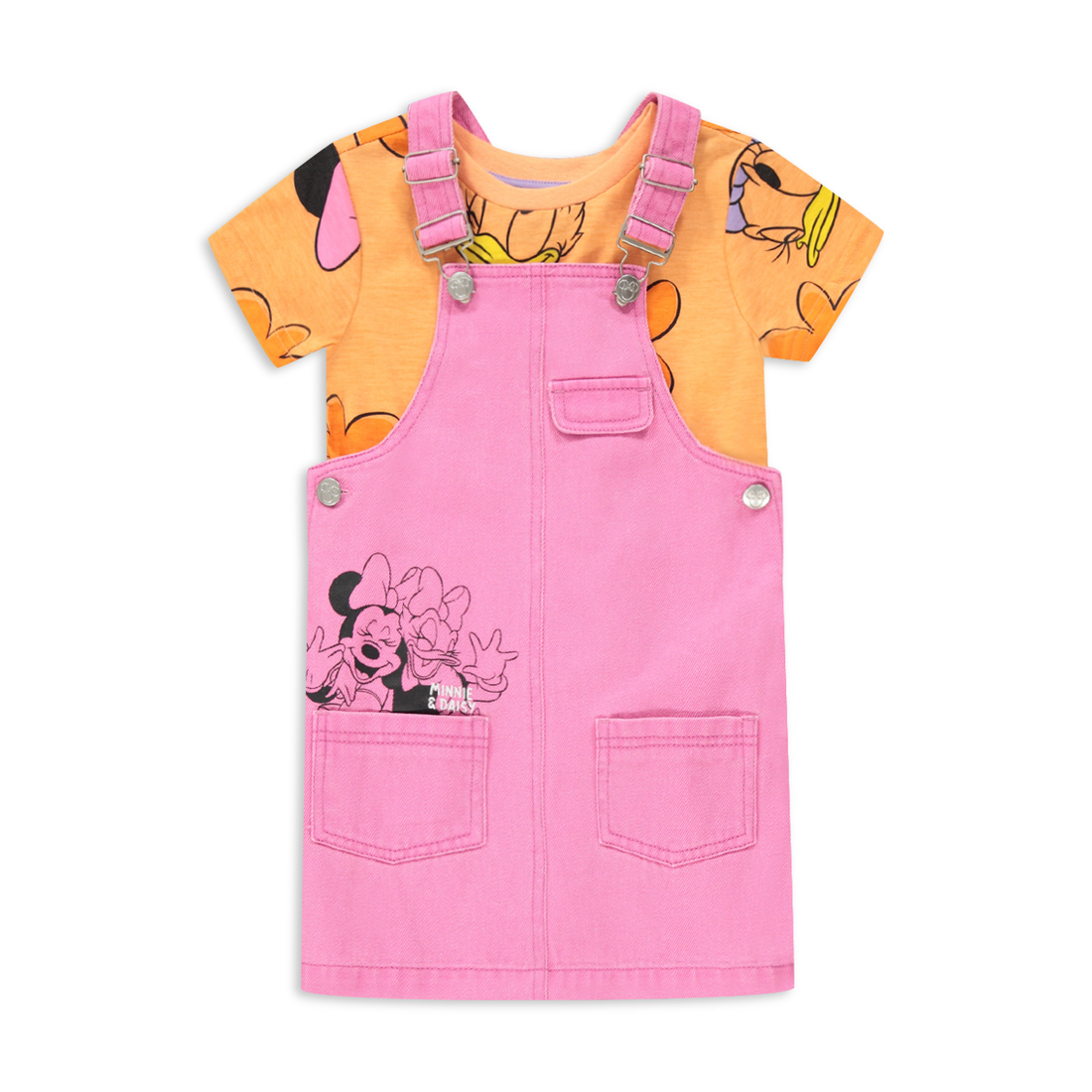 Minnie and Daisy dungaree set pink-MID PINK-2-3 YRS