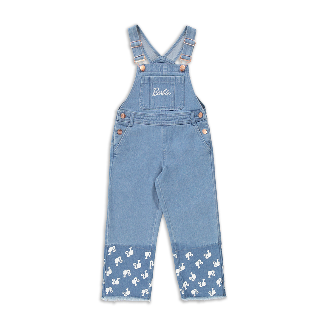 Barbie long dungaree mid wash-MID BLUE-2-3 YRS