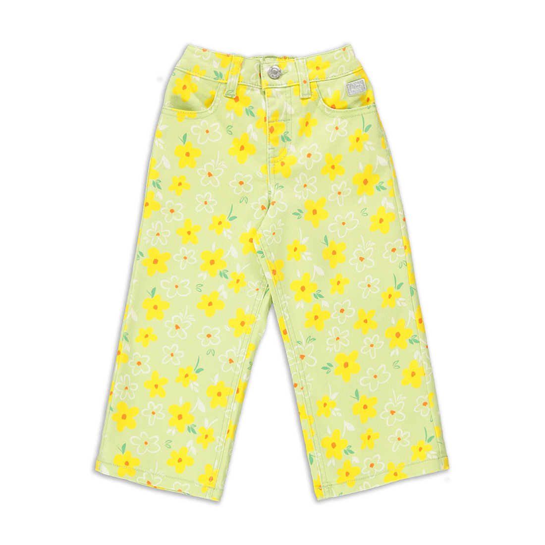 Wide leg floral printed yellow-YELLOW-3-4 YRS