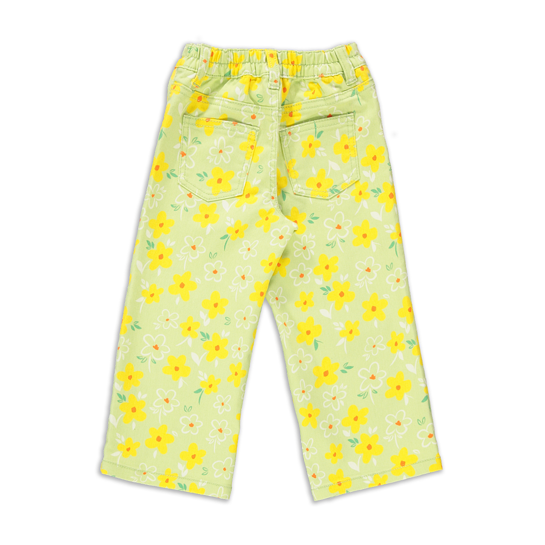 Wide leg floral printed yellow-YELLOW-3-4 YRS