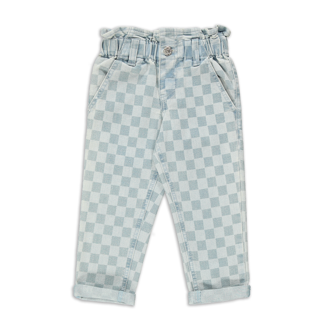 Mini Mom checkerboard print light wash-LIGHT BLUE-3-4 YRS