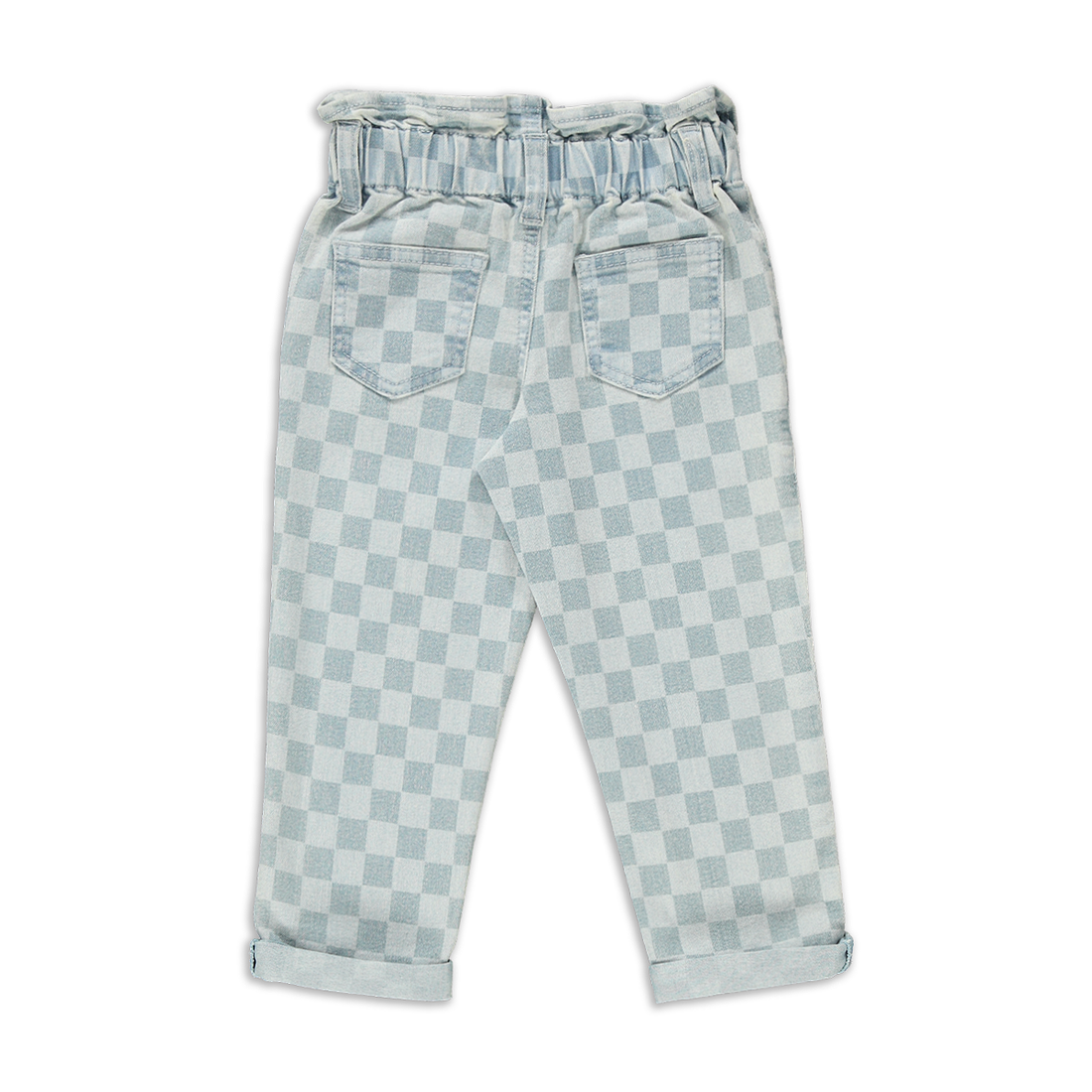 Mini Mom checkerboard print light wash-LIGHT BLUE-3-4 YRS