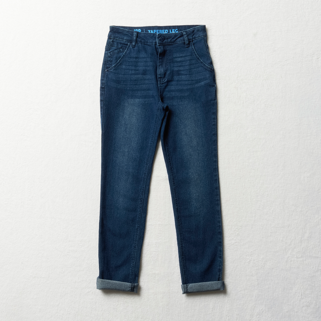 Tapered stretch basic denim trouser mid blue-MID BLUE-9-10 YRS