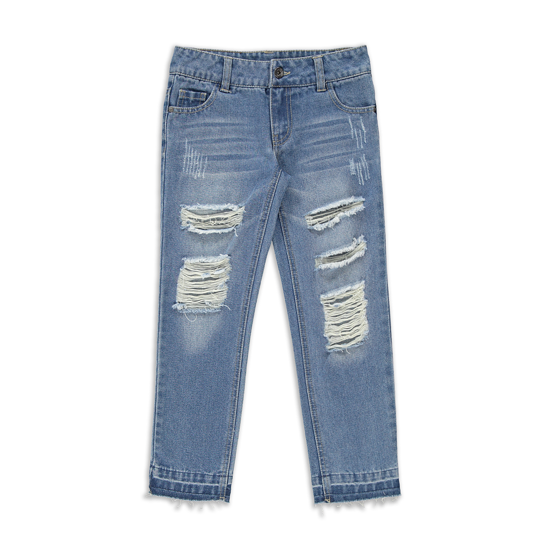 Ripped slim trouser styled denim mid blue-MID BLUE-9-10 YRS