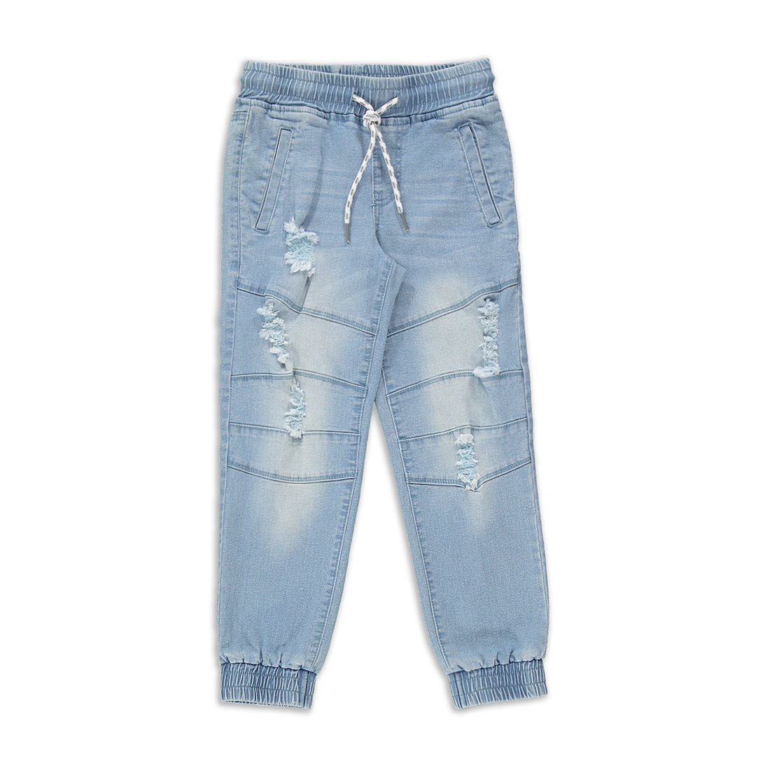 Ripped jogger trouser styled denim bleach-LIGHT BLUE-9-10 YRS