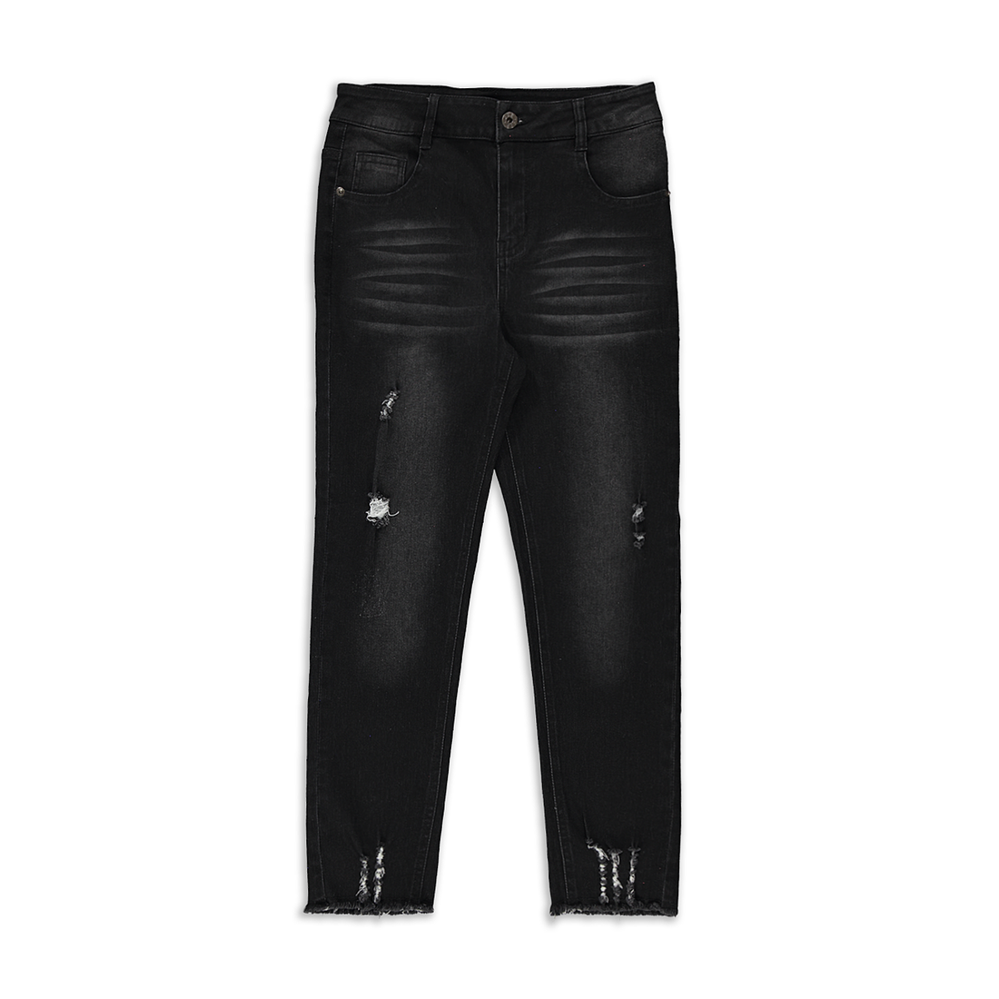 Ripped skinny trouser styled denim black-BLACK-9-10 YRS