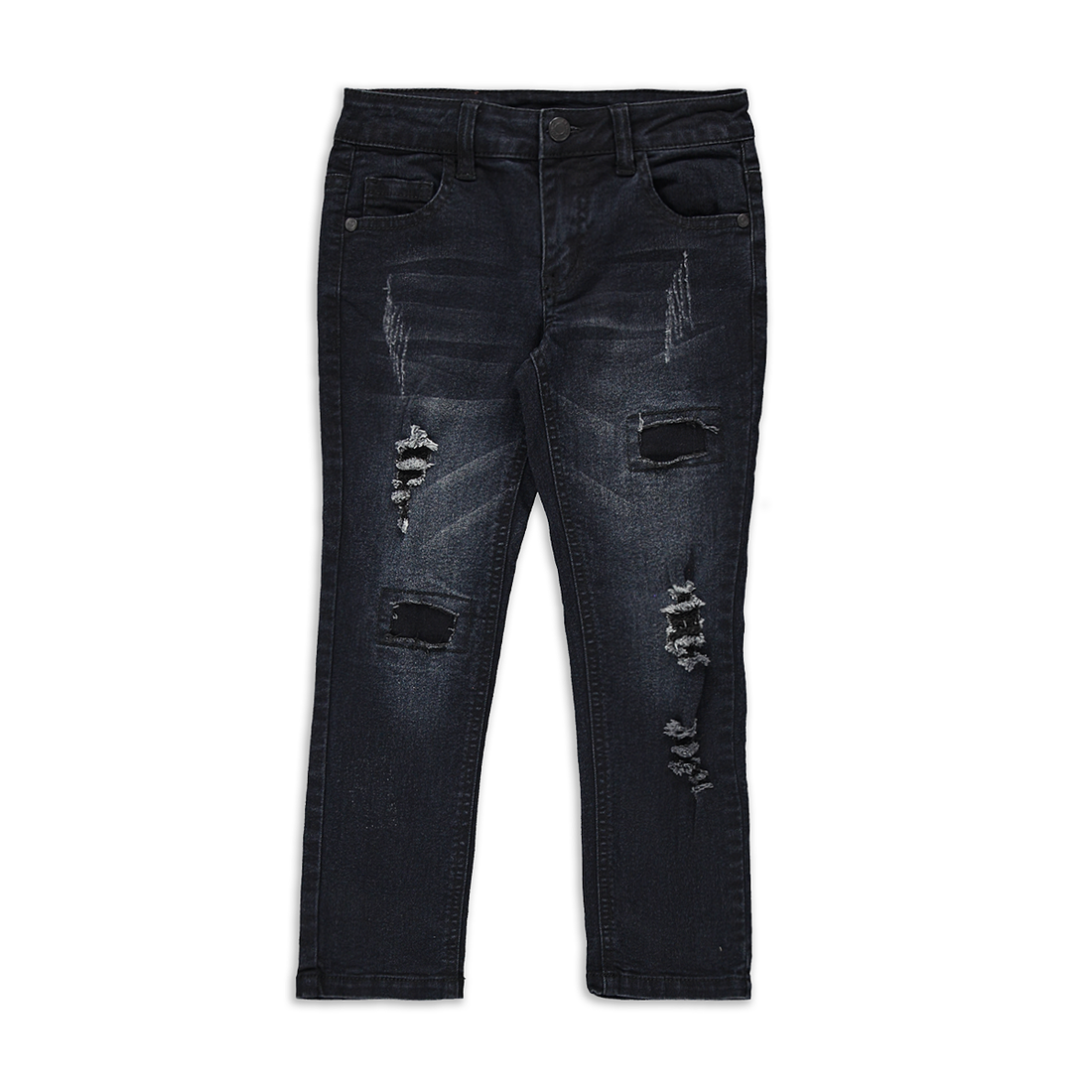 Ripped skinny trouser styled denim dark blue-INDIGO-9-10 YRS