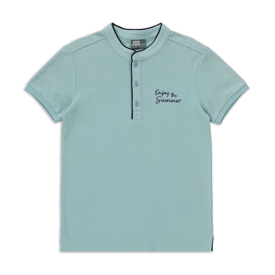 Mandarin collar button up golfer dusty blue-LIGHT BLUE-7-8 YRS