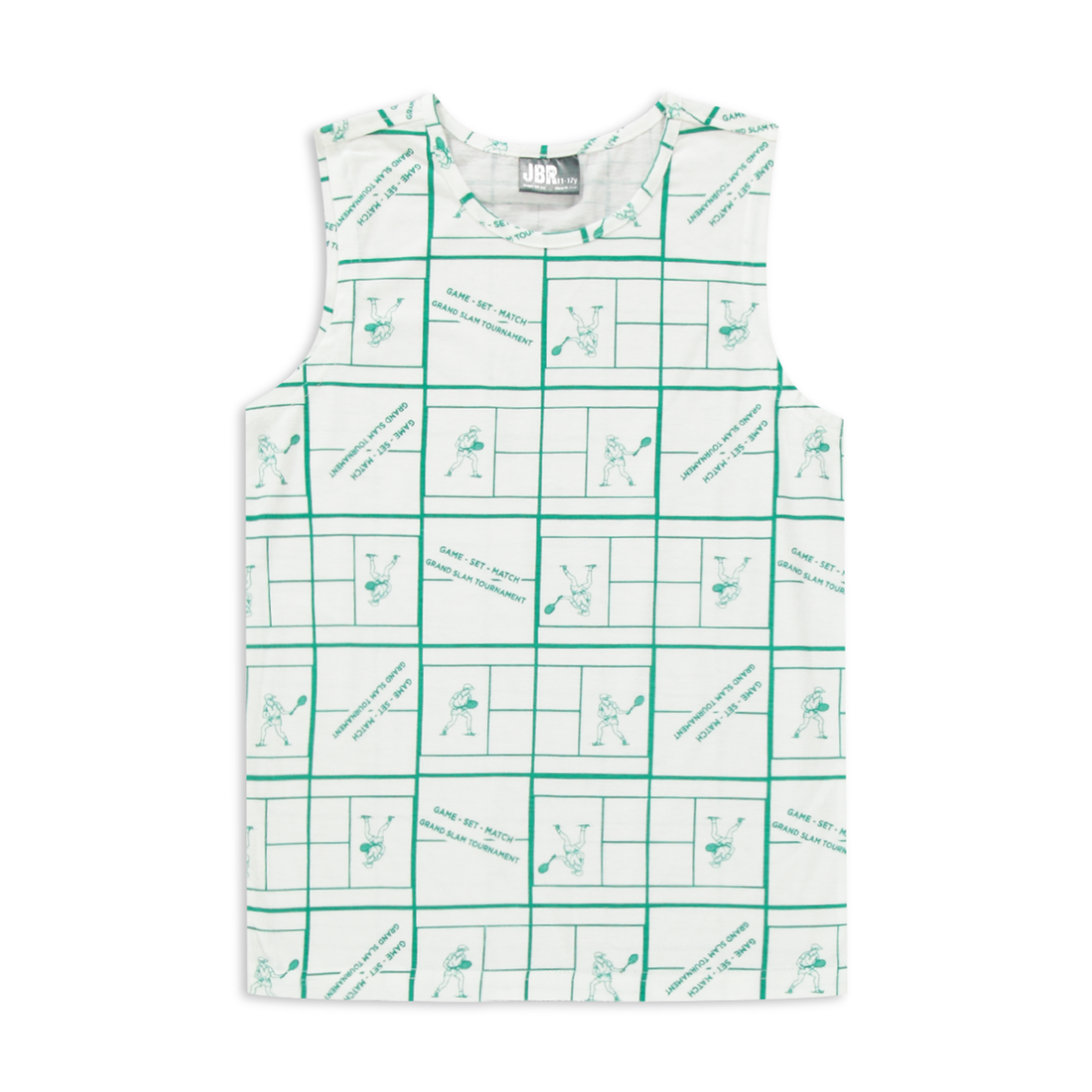 2 Pack square shape print vest pepper green white-DUCK EGG-7-8 YRS