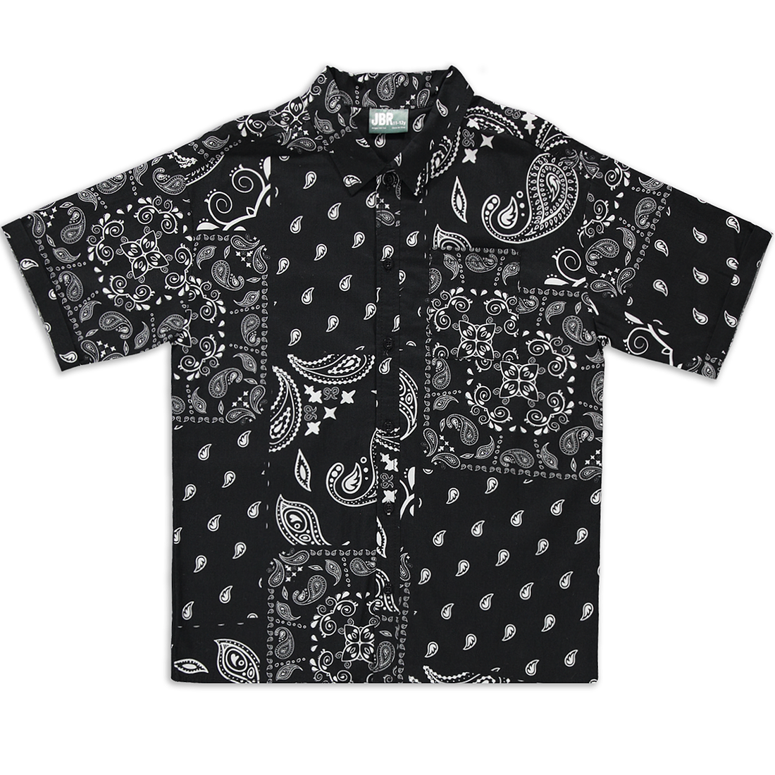 Collar paisley aop shirt black-BLACK-7-8 YRS