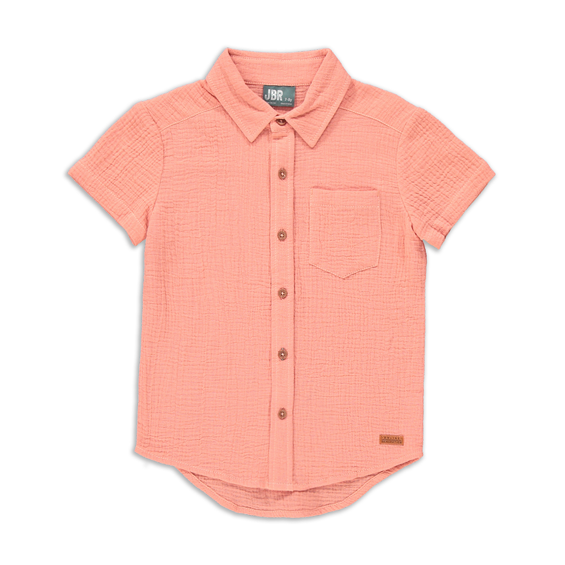 Collar button through muslin shirt coral-CORAL-7-8 YRS