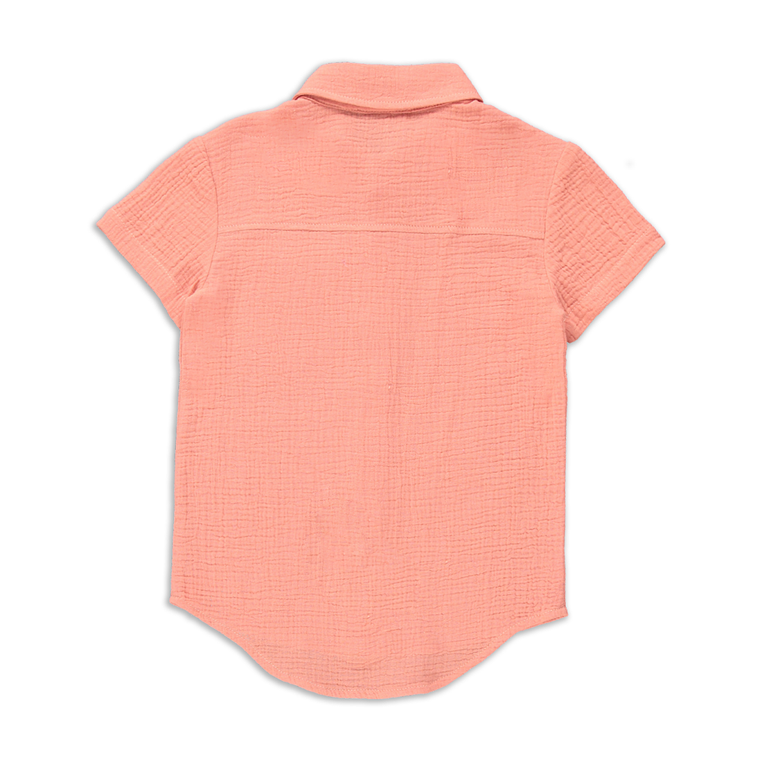 Collar button through muslin shirt coral-CORAL-7-8 YRS