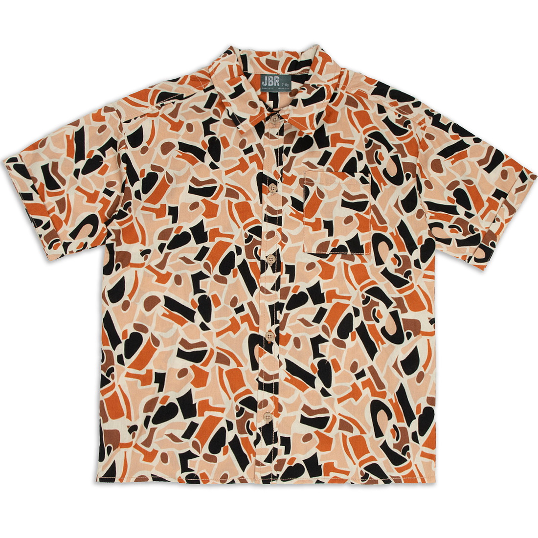 Collar resort abstract print shirt brown-ASSORTED-7-8 YRS