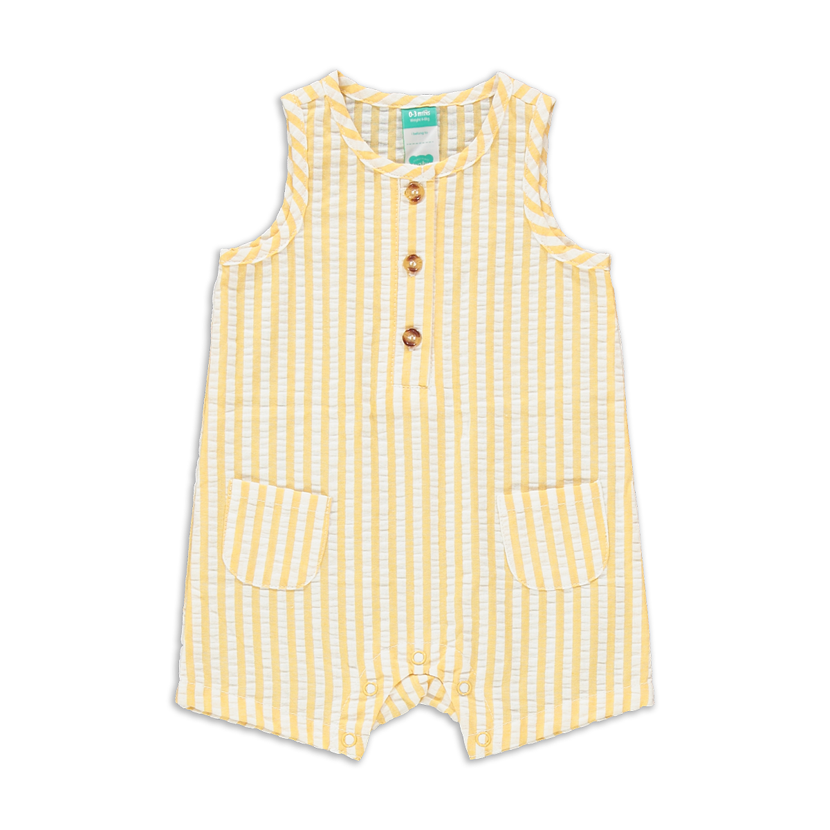 STRIPE HENLEY POCKET OCHRE ROMPER BOY-OCHRE-3-6 MTHS