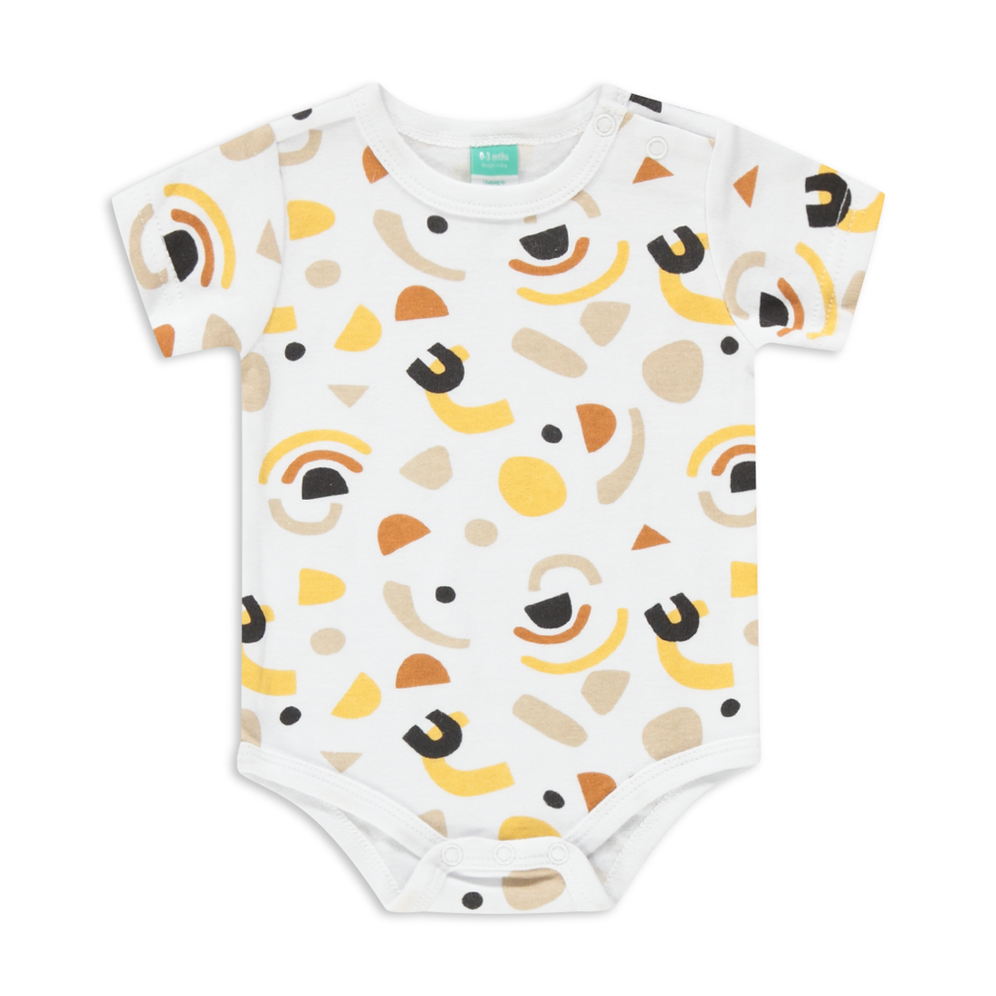 GIOMETRIC PRINT SHORT SLEEVE SET BOY-WHITE-TINY BABY