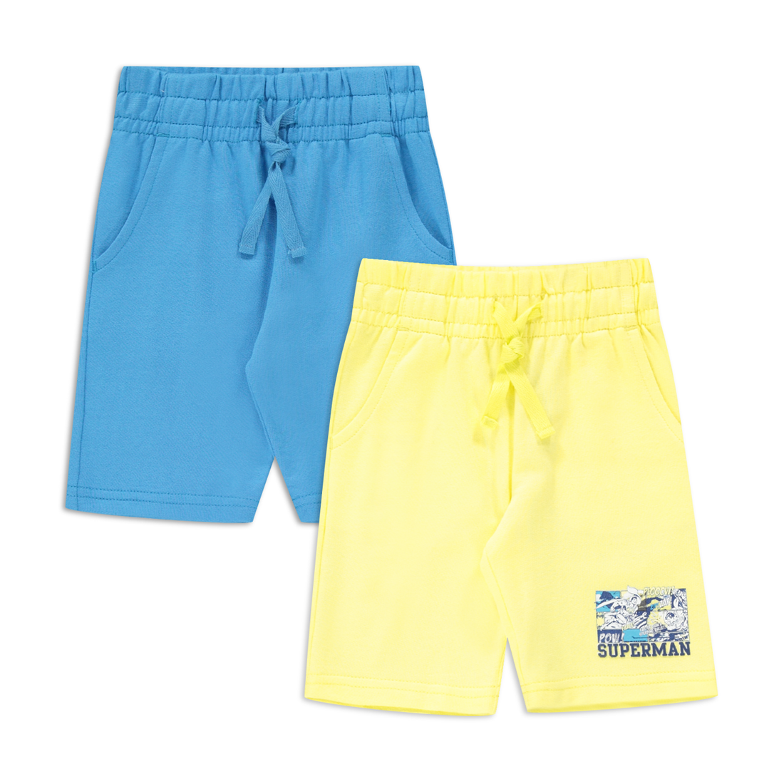 Superman 2 pack knit shorts lemon and turquoise-LEMON-2-3 YRS