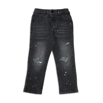 DISTRESSED PAINT SPLATTER BLACK-BLACK-2-3 YRS