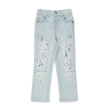 STRAIGHT LEG STYLED DENIM WITH SPLATTERS LT BL-LIGHT BLUE-2-3 YRS