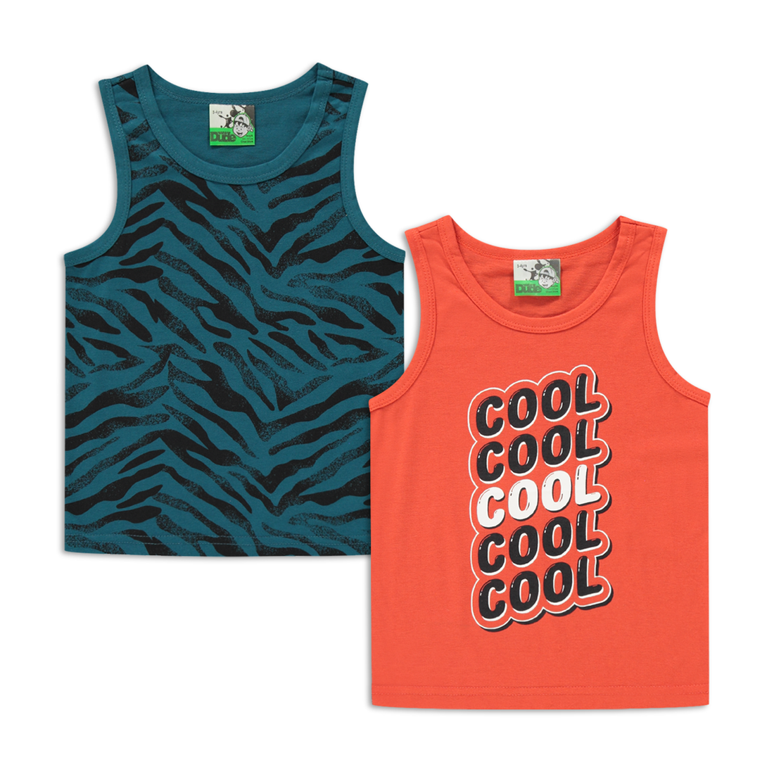 2 Pack vest cool animal print coral-RED-2-3 YRS