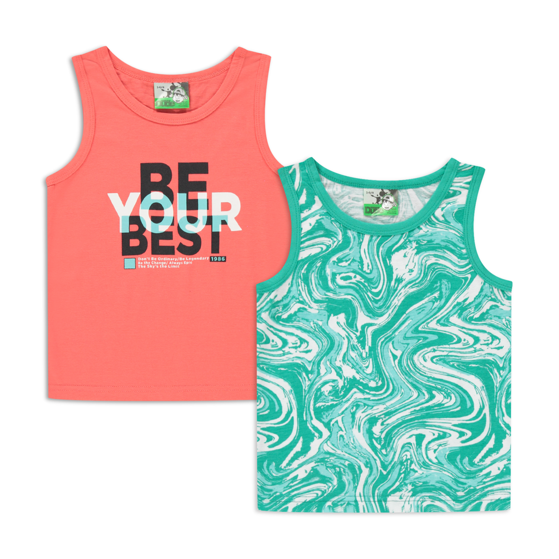 2 Pack vest be your best print coral-CORAL-2-3 YRS