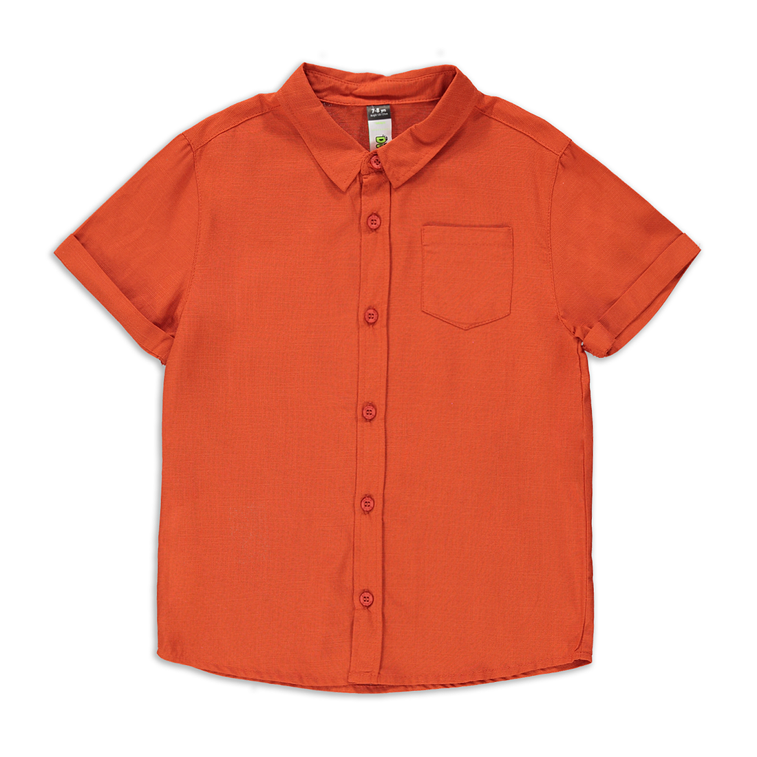 Linen open collar shirt rust-RUST-2-3 YRS