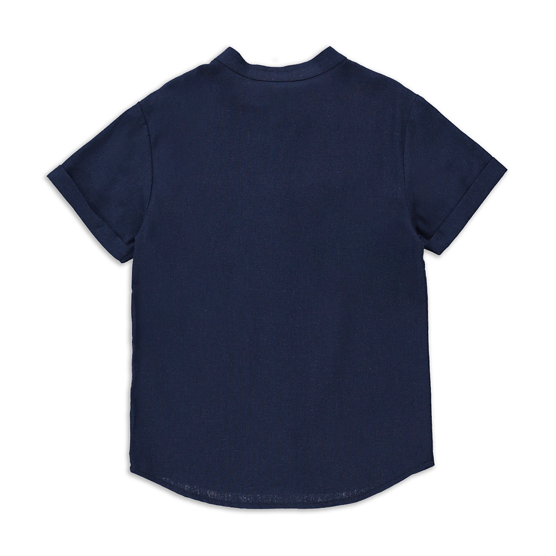 Linen mandarin shirt navy-NAVY-2-3 YRS