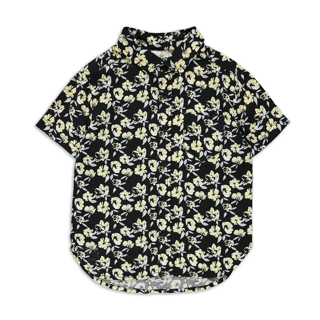 Hawaii floral print viscose shirt navy and yellow-NAVY-2-3 YRS