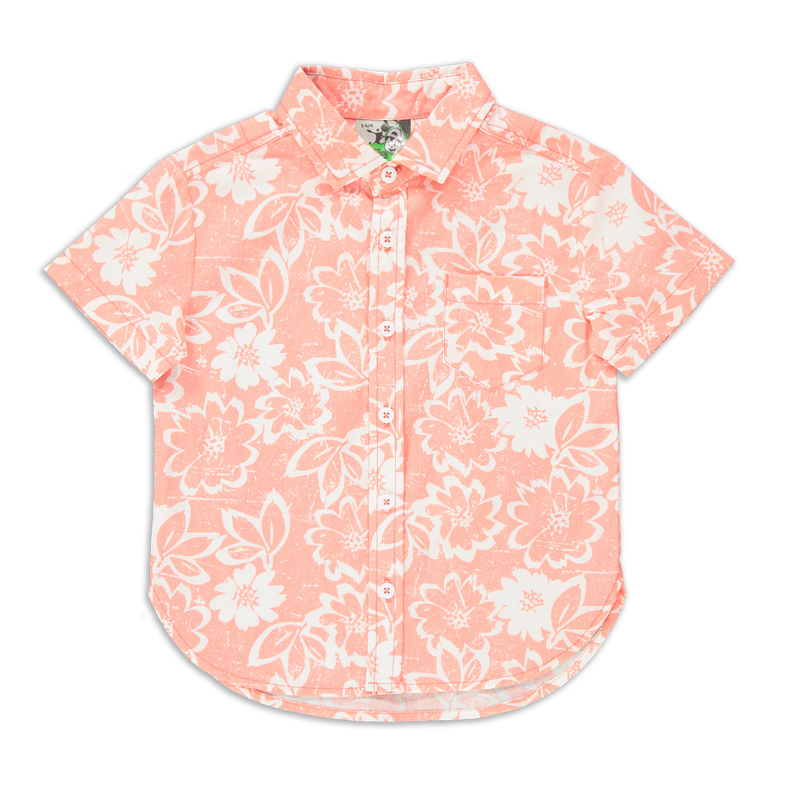 Floral print poplin shirt coral-CORAL-2-3 YRS