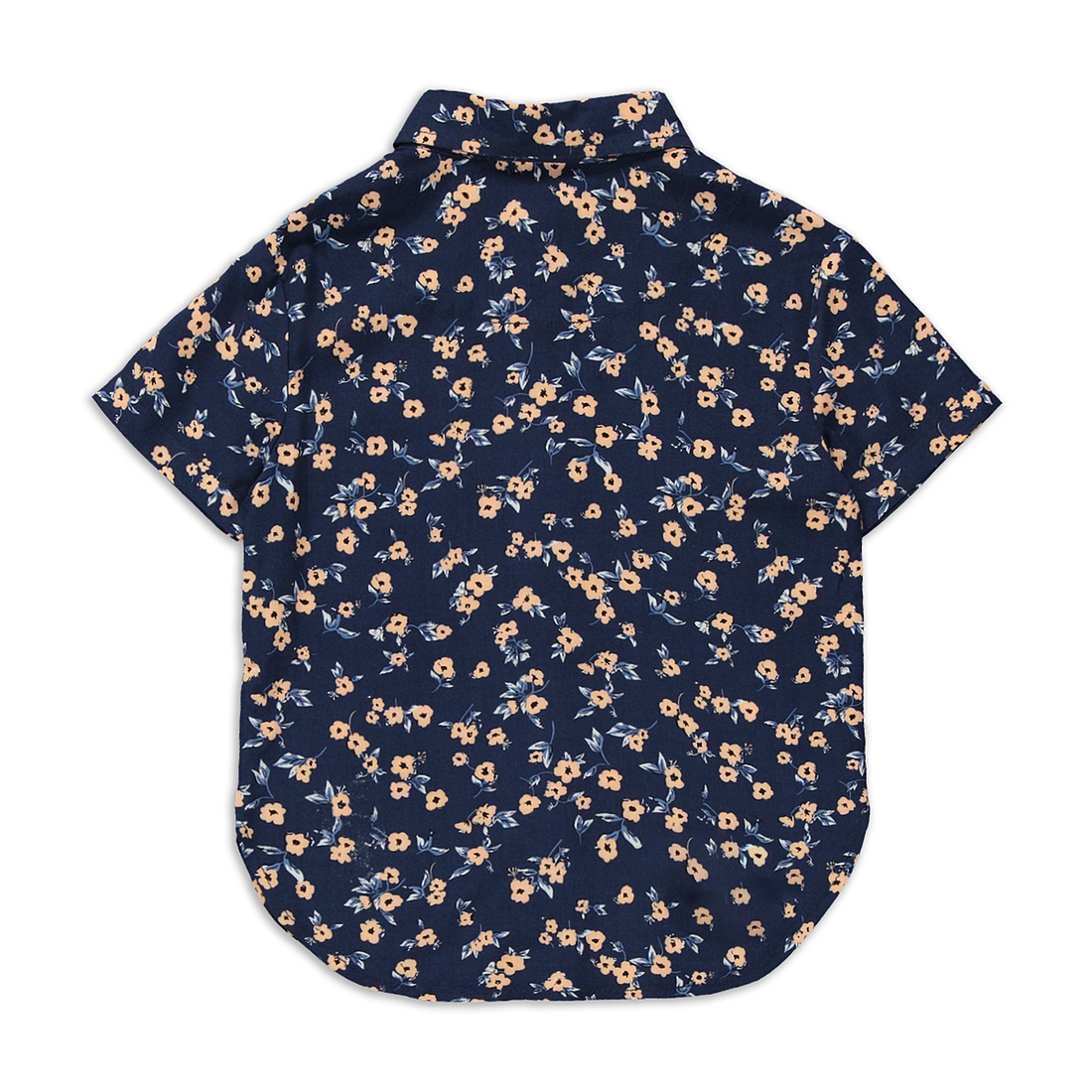 Ditsy viscose shirt navy and coral-NAVY-2-3 YRS