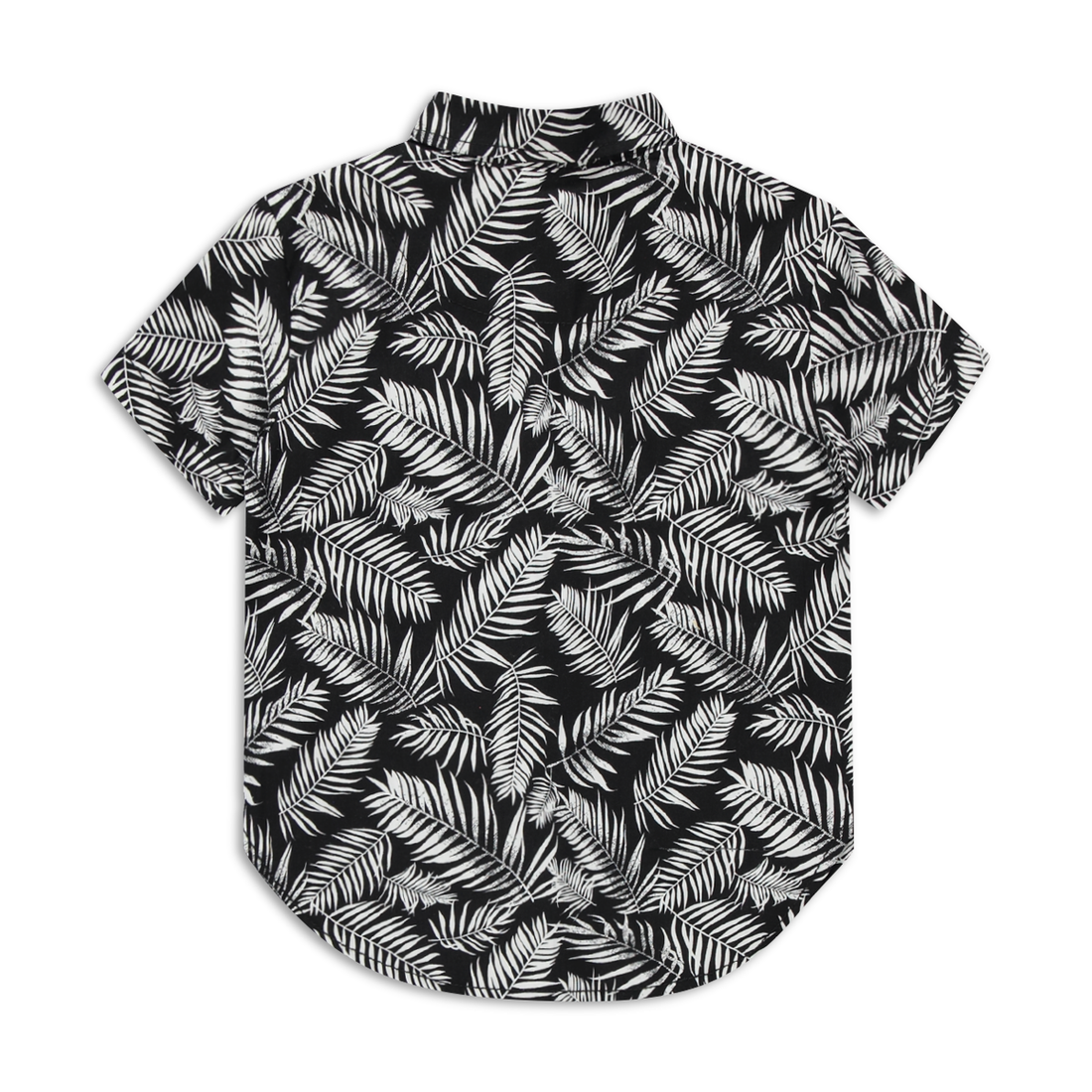 Palm print poplin shirt black and white-BLACK-2-3 YRS