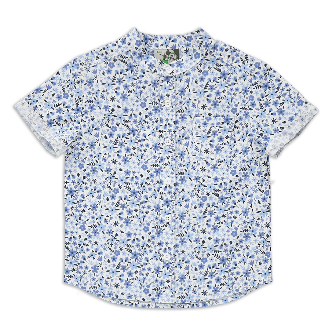 Floral mandarin shirt light blue-LIGHT BLUE-2-3 YRS